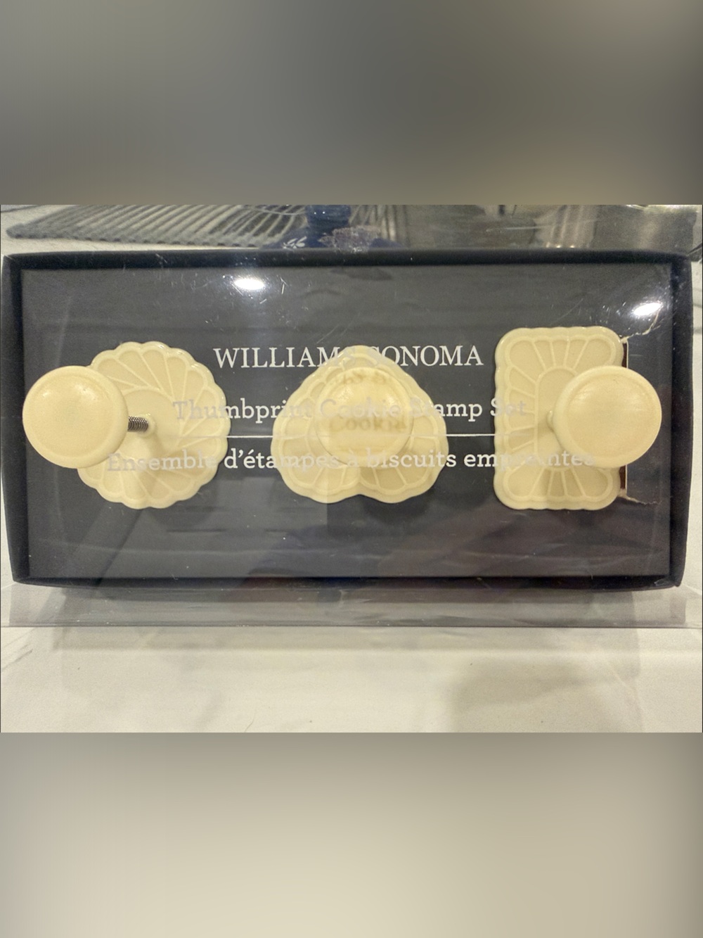 William Sonoma Thumbprint Cookie Stamp Set -buttery cookie fill w/jam or ganache